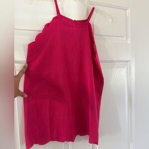 Elegant Pink Scalloped Women's Tank Top